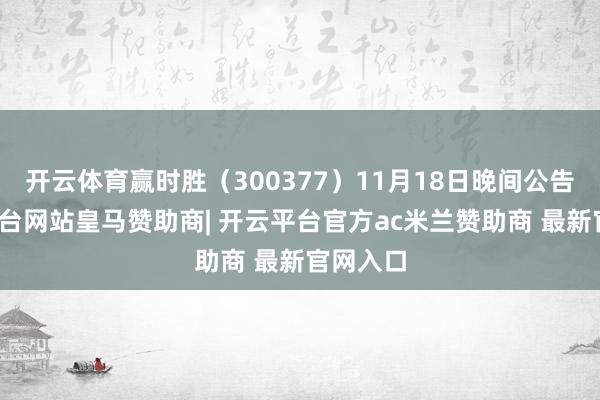 开云体育赢时胜（300377）11月18日晚间公告-开云平台网站皇马赞助商| 开云平台官方ac米兰赞助商 最新官网入口